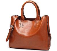 GUOXU Handbags for women Leather Handbags Women Bag Casual Female Bags Tote Famous Shoulder Bag Ladies(Brown)
