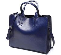 GUOXU Handbags for women Leather Handbags Women Bag Casual Female Bags Tote Famous Shoulder Bag Ladies(Blue)