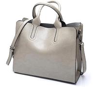 GUOXU Handbags for women Leather Handbags Women Bag Casual Female Bags Tote Famous Shoulder Bag Ladies(Grey)