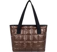 GUOXU Handbags for women Padded Bag Lady Shoulder Bag Cotton Cross Body Bag Winter Handbag(Brown)