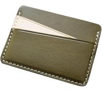 GUOXU Handmade vintage Men's short card bag thin money bag top cow card slot credit card holder(Green)