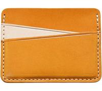 GUOXU Handmade vintage Men's short card bag thin money bag top cow card slot credit card holder(Yellow)