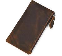 GUOXU Horseskin Men's Leather Long Wallet Hand Bag Mobile Phone Bag Coin Wallet for Men and Women