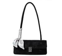 GUOXU Ladies' casual single-shoulder silver bag, single-shoulder underarm bag(Black)