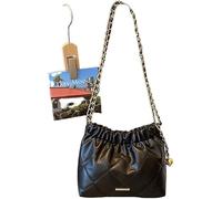GUOXU Ladies' chain single-shoulder bag, ladies' fashionable crossbody single-shoulder small bag(Black)
