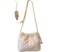 GUOXU Ladies' chain single-shoulder bag, ladies' fashionable crossbody single-shoulder small bag(White)