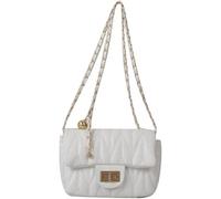 GUOXU Ladies' fashionable crossbody bag, messenger bag chain shoulder small square bag(White)