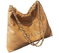 GUOXU Ladies' fashionable single-shoulder bag with chain handbag(Khaki)