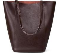 GUOXU Ladies Shoulder Handbag Leather Bucket Bags Top Handle Handbag(Brown)