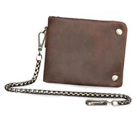 GUOXU Leather Chain Wallet Male Design Vintage Quality Crazy Horse Leather Card Cash Case for Men