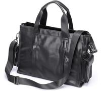 GUOXU Leather Crossbody Bag Carrying Tote Large Capacity Briefcase Horizontal Computer Bag