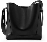 GUOXU Leather crossbody bag, shoulder bag, top handle handbag, commuter lady's backpack(Black)