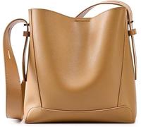 GUOXU Leather crossbody bag, shoulder bag, top handle handbag, commuter lady's backpack(Salt Color)