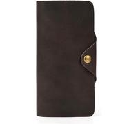 GUOXU Leather Wallet Crazy Horse Leather Vintage Buckle Long Wallet Multi-Card Wallet Business Clutch Bag