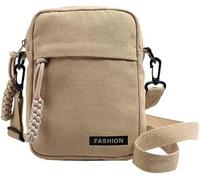 GUOXU Lightweight Small Bag Canvas Shoulder Bag Crossbody Mobile Phone Bag(Khaki)