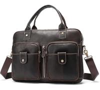 GUOXU Men's Briefcase Casual Business First Layer Cowhide Tote Shoulder Bag(1)