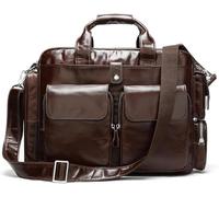GUOXU Men's Business Handbag Large Capacity Business Briefcase Wear-resistant Oil Wax Leather Satchel
