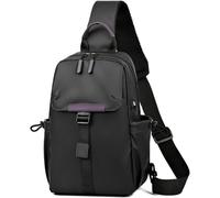 GUOXU Men's casual business shoulder bag, crossbody bag, casual business chest bag(Black)