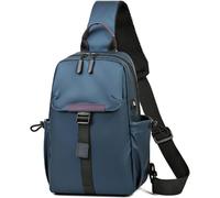 GUOXU Men's casual business shoulder bag, crossbody bag, casual business chest bag(Blue)