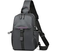 GUOXU Men's casual business shoulder bag, crossbody bag, casual business chest bag(Grey)