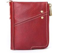 GUOXU Men's Cowhide Business Casual Short Leather Wallet Zipper Card Bag Coin Wallet