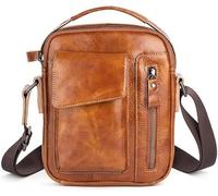 GUOXU Men's fashionable small bag, vertical men's crossbody bag, casual handbag(Brown)