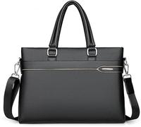 GUOXU Men's Handbag Soft Leather Large Capacity Leisure Leather Business Ones Shoulder Cross-slung Business Briefcase