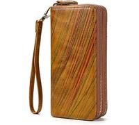 GUOXU Men's Leather Money Leather Long Wallet Zipper Men's Hand-held Wallet Retro Men's Bag