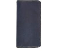 GUOXU Men's long leather wallet with zipper long large capacity wallet(Blue)