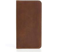GUOXU Men's long leather wallet with zipper long large capacity wallet(Brown)