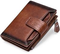 GUOXU Men's Short Leather Money Baotou Layer Cowhide Casual Money Clip Driver's License Wallet