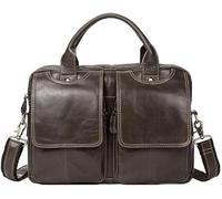 GUOXU Men's Tote Vintage Top Layer Cowhide Computer Briefcase Casual Crossbody Bag(Brown-1)