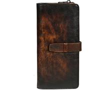 GUOXU Men's Wallet Leather Men's Vintage Long Wallet Leather Clutch Casual Money Clip for Boyfriend