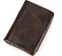 GUOXU Men's Wallet Leather Wallet Coin Pouch Multi Card Position Tri-fold Short Wallet for Boyfriend