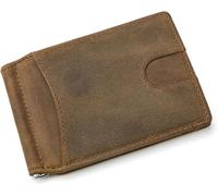GUOXU Men's Wallet Men's Leather Card Holder Vintage US Dollar Clip RFID Wallet for Boyfriend