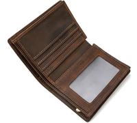 GUOXU Men's Wallet Men's Vintage Leather Wallet Leather Vertical Wallet Multi Card Bag for Boyfriend