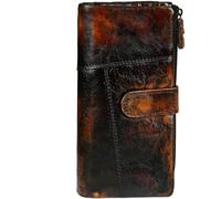 GUOXU Men's Wallet Men's Wallet Handmade Rubbed Colour Aged Leather Long Casual Clutch for Boyfriend