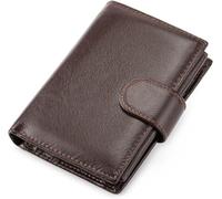 GUOXU Men's Wallet Men's Wallet Short Vintage Leather Coin Clip Vertical Leather Bag for Boyfriend(Brown)