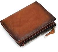 GUOXU Men's Wallet Vintage Leather Short Wallet Men's Women's Bifold Wallet Coin Purse for Boyfriend
