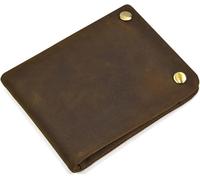 GUOXU Men's Wallet Vintage Wallet Leather Short Wallet Men's Classic Bifold Wallet for Boyfriend(Dark Brown)