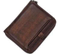GUOXU Men's Wallet Wallet Men's Short Leather Money Clip Men's Retro Wallet Small Wallet for Boyfriend