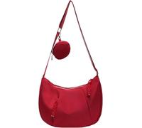 GUOXU Nylon Crescent Crossbody Bag for Women Dumpling Bag Moon Shoulder Messenger Bag Purse(Red)