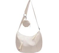 GUOXU Nylon Crescent Crossbody Bag for Women Dumpling Bag Moon Shoulder Messenger Bag Purse(White)