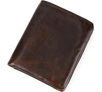 GUOXU Oil Wax Leather Wallet Brown Leather Short Wallet Coin Bag Multi-Card Position