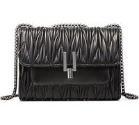 GUOXU Quilted Leather Handbag Designer Crossbody Bags Women Purses and Handbags(Black 1)