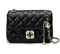 GUOXU Quilted Leather Handbag Designer Crossbody Bags Women Purses and Handbags(Black)