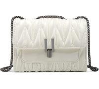 GUOXU Quilted Leather Handbag Designer Crossbody Bags Women Purses and Handbags(White)