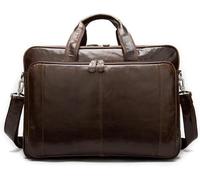 GUOXU Retro business leather business bag, single-shoulder crossbody bag, computer briefcase