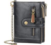 GUOXU RFID Men's Wallet, Men's Anti-Theft Money Bag Leather Minimalist Wallet, Men's Block Wallet Organizer(Black)