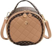 GUOXU Semi-circular fashionable women's crossbody bag handbag, diamond-patterned embroidered color crossbody bag fashionable women's bag(Khaki)